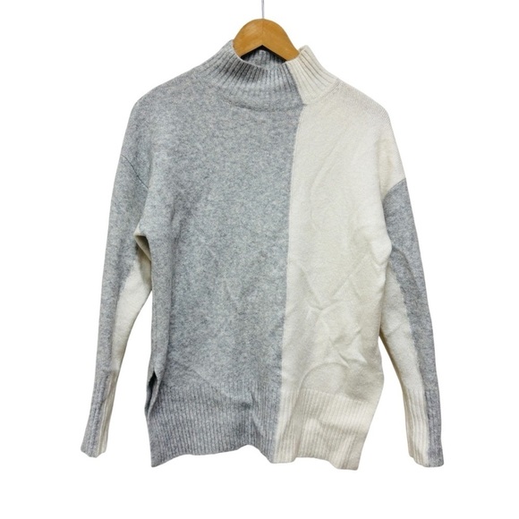 REISS Grey Gaia Color Block High Neck Wool Blend Sweater Jumper - Picture 3 of 13